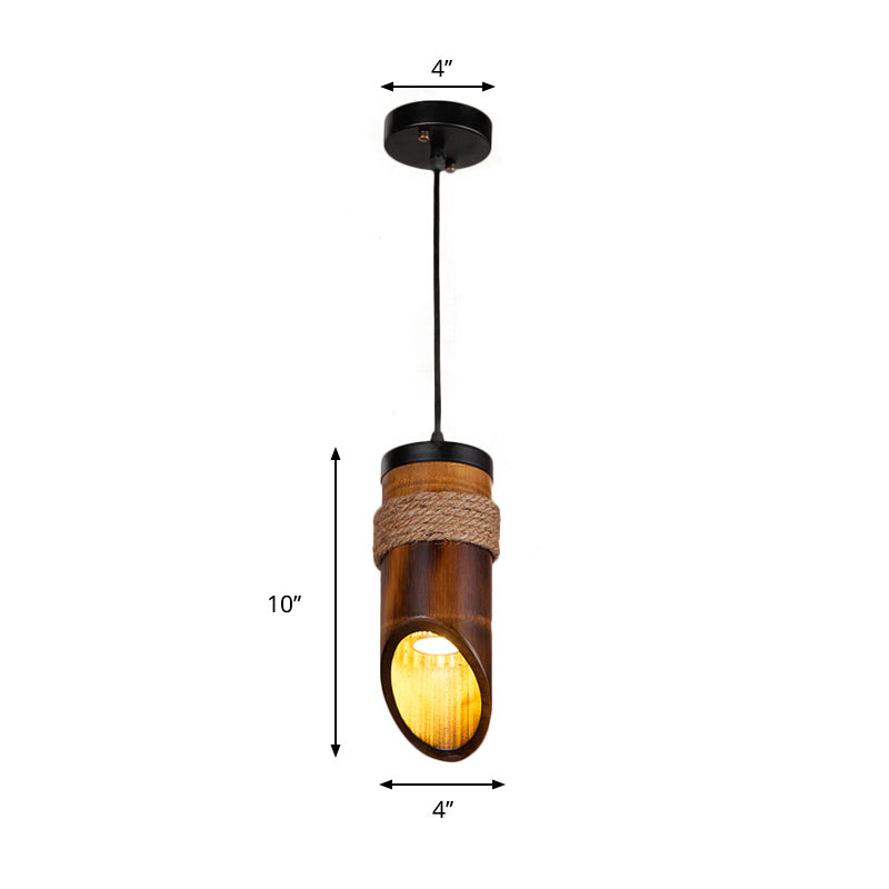 Taavita Tubed Hanging Light with Rope - Height Adjustable 1 Bulb Ceiling Pendant Lamp