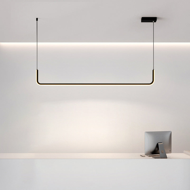 Simple LED Multi Ceiling Light with Metal Shade Black/Gold Linear Pendant in Warm/White Light, 35.5"/47" Long Black 35.5" Clearhalo 'Ceiling Lights' 'Modern Pendants' 'Modern' 'Pendant Lights' 'Pendants' Lighting' 1392209