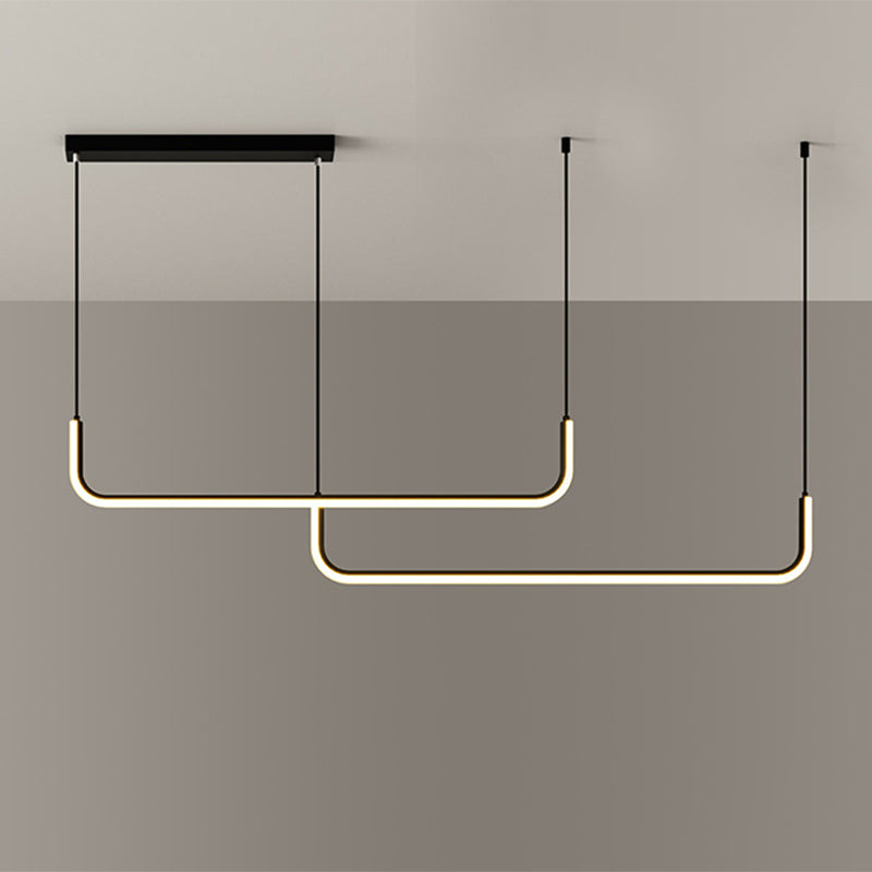 Taavita LED Multi Ceiling Light with Metal Shade Black/Gold - Linear Pendant in Warm/White Light, 35.5"/47" Long