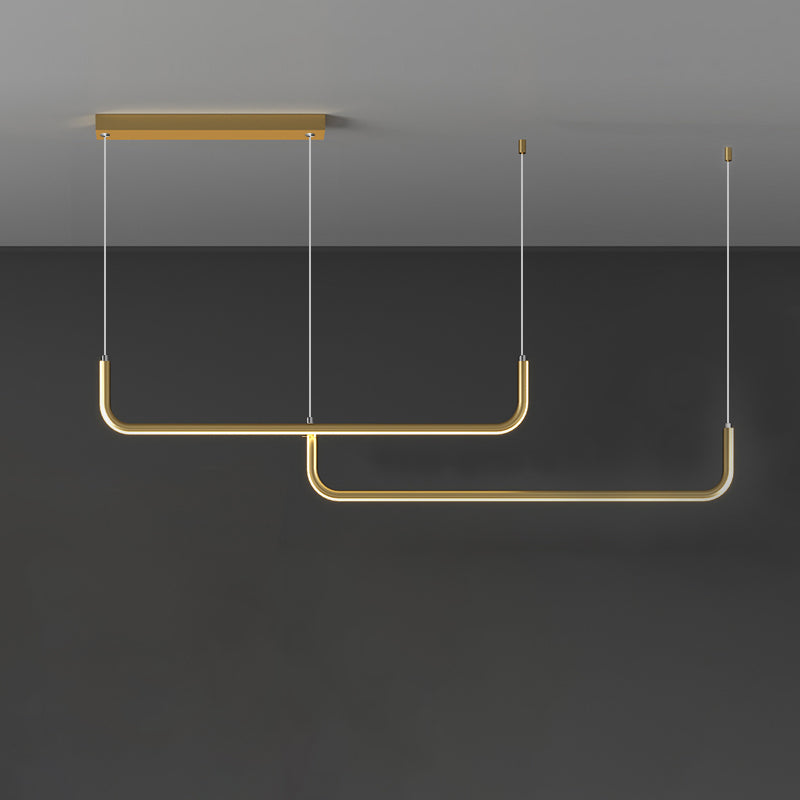 Taavita LED Multi Ceiling Light with Metal Shade Black/Gold - Linear Pendant in Warm/White Light, 35.5"/47" Long