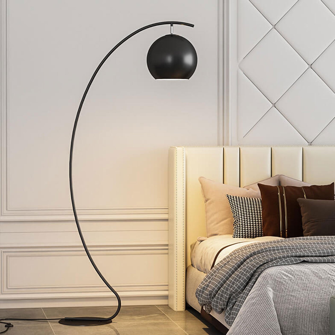 Taavita, minimalistic, curved dome floor lamp with 1 light