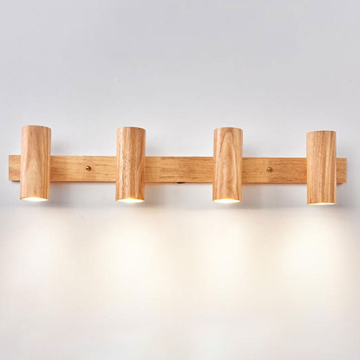 Modern Minimalist Wooden Rail Spotlight 1/3/4 Light Wall Lamp