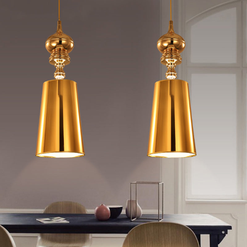 Metal Cone Pendulum Light Simplicity 1 Head Hanging Pendant Light in Silver/Gold, 6"/8"/10" Wide Clearhalo 'Ceiling Lights' 'Pendant Lights' 'Pendants' Lighting' 1401692