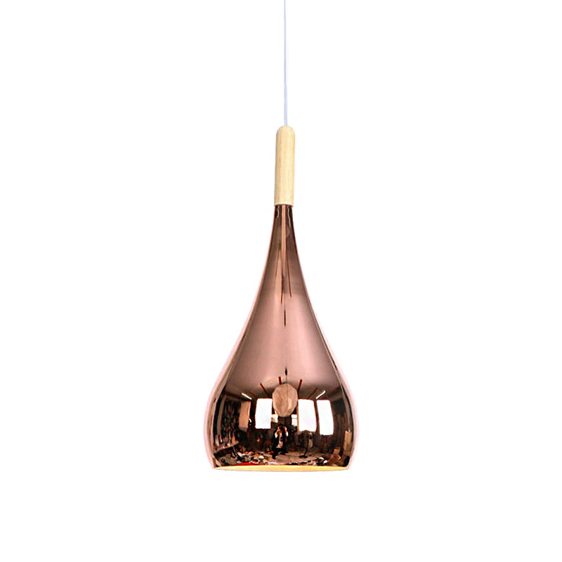 Taavita 1 Light Bulb Tears Shadow Hanging Lamp Contemporary Pendant Light Ceiling Light in Chrome Rose Gold Metal for the Kitchen