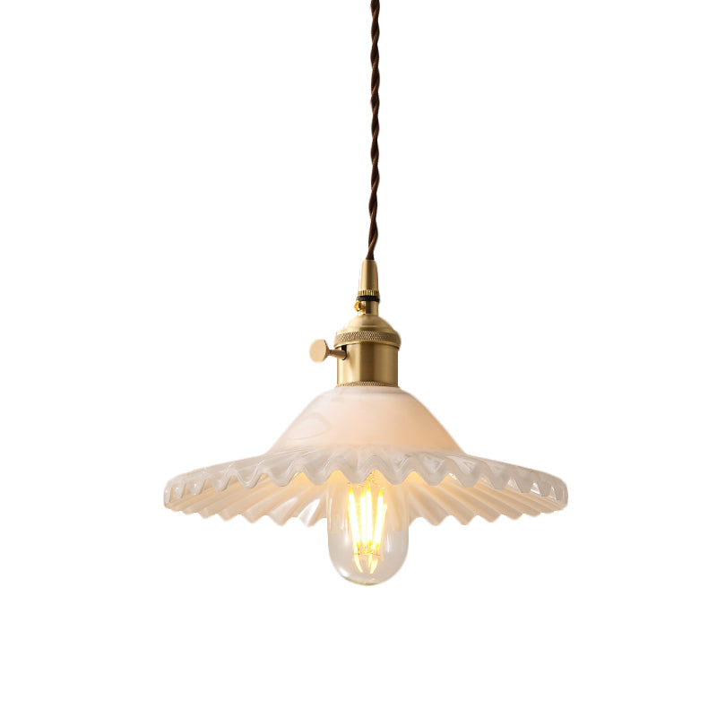 Lightweight Overhead Pendant - Taavita Brass White Glass Hanging Ceiling Light Fixture