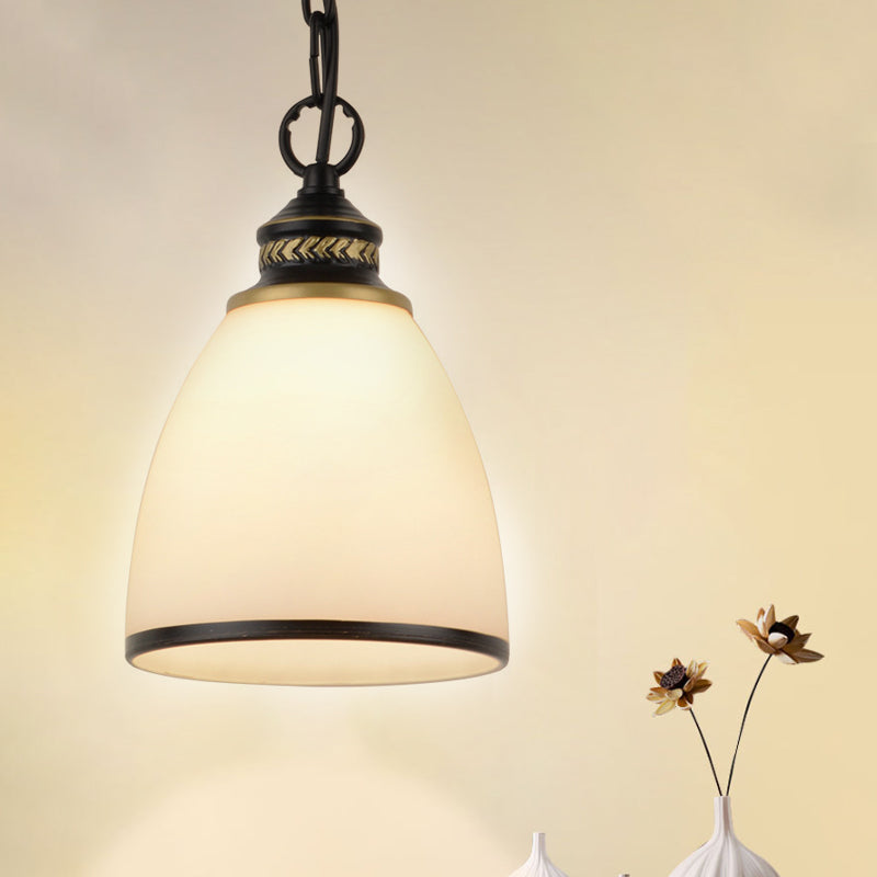 Taavita Ein-Bulb-Dome Pendant Light Fixture Black/Brass Frosted Glass Hanging Light - Industrial Style, 1 Light, E26/E27, Hanging, 220V-240V 110V-120V