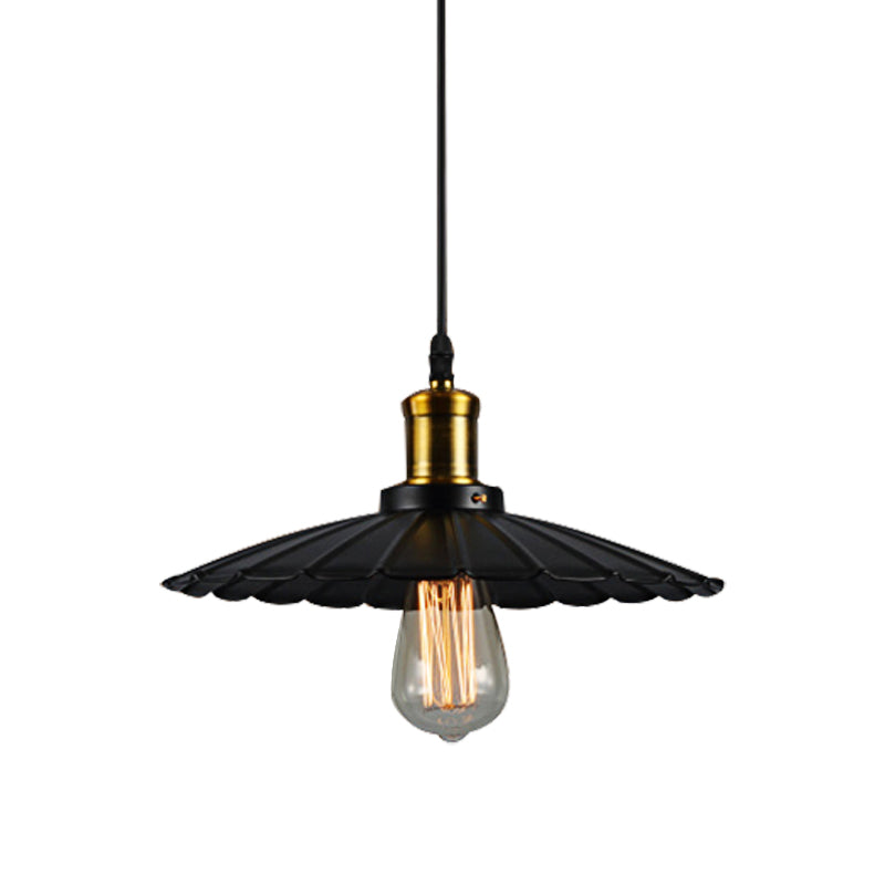 14"/16" Diameter Industrial Jubeled Pendant Light 1 Head Metal Ceiling Lamp in Black/White