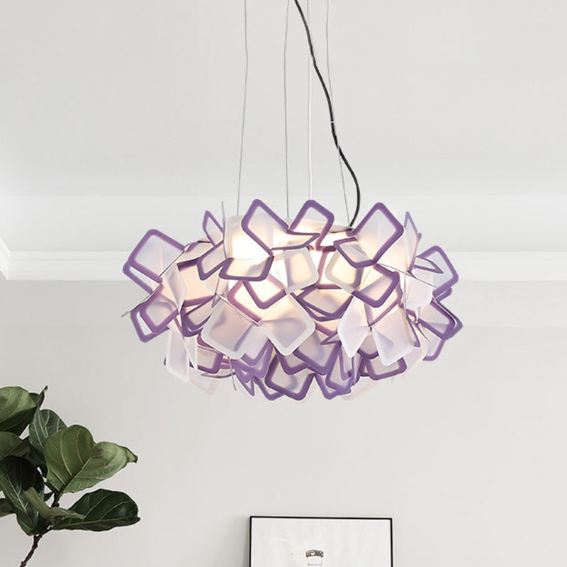 Hand-Worked Blooming LED Chandelier Modern Stylish Acrylic Blue/Purple Suspended Lighting Fixture, 21"/31" Wide Blue Clearhalo 'Ceiling Lights' 'Modern Pendants' 'Modern' 'Pendant Lights' 'Pendants' Lighting' 1455893