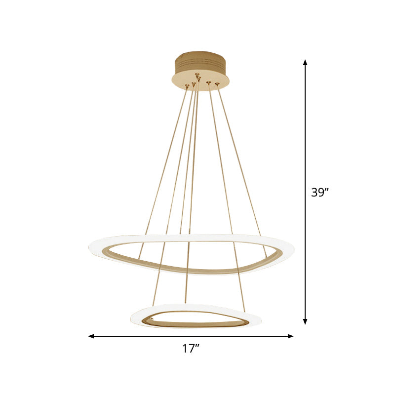 2/3-Tier Triangular Lounge Chandelier Acrylic Minimalism LED Hanging Pendant Light in Warm/White Light Clearhalo 'Ceiling Lights' 'Chandeliers' 'Modern Chandeliers' 'Modern' Lighting' 1459729