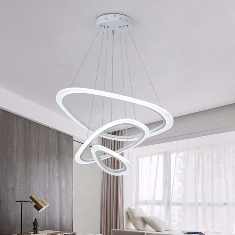 2/3-Tier Triangular Lounge Chandelier LED Acrylic Minimalist Hanging Pendant Light in Warm/White Light