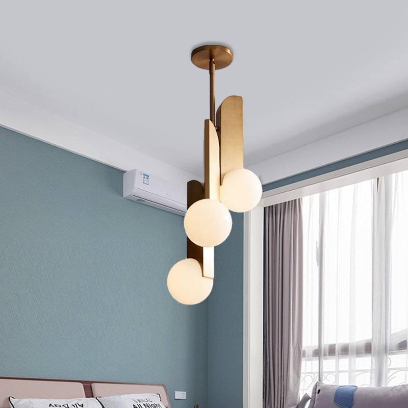 3 Pendant Light Bulbs Colonial Gold Opal Frosted Glass Chandelier Lighting for Bedroom