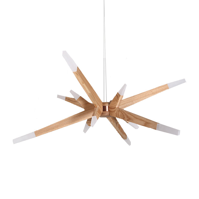 Taavita Sputnik Chandelier Pendant Light 12 Lights Acrylic Wood Shade LED Hanging Ceiling Light