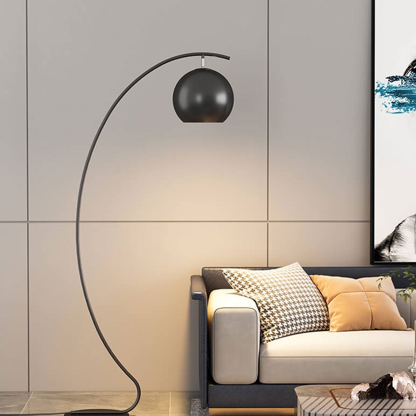 Taavita, minimalistic, curved dome floor lamp with 1 light