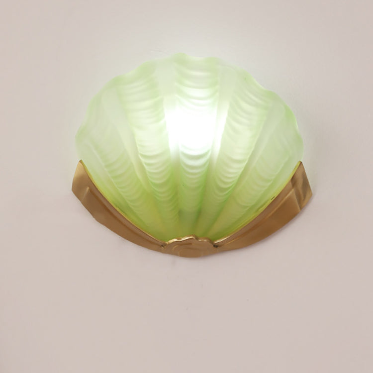 Taavita Modern Art Deco 1-Light Wall Lamp Brass Glass for Living Room Shell