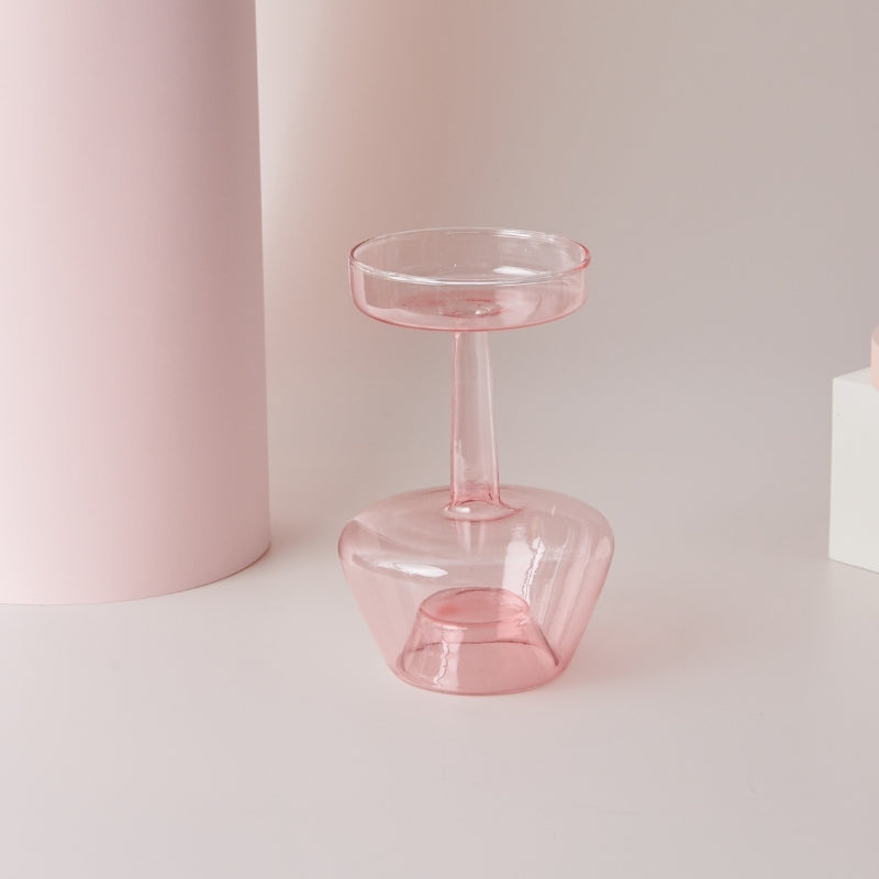 Taavita Pink Handblown Glass Taper Candle Holder & Vases