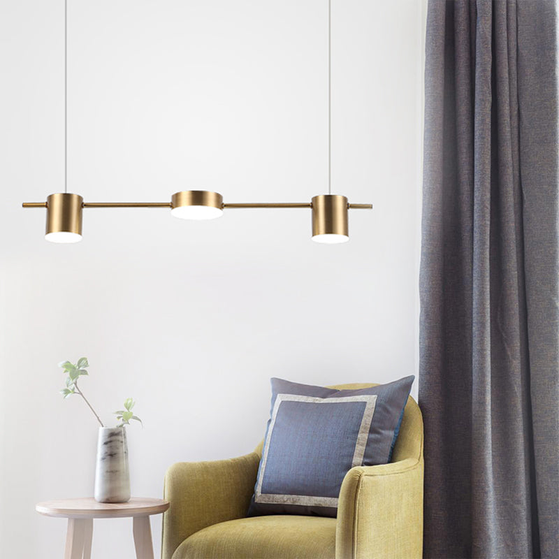 Drum Aluminum Island Pendant Modern Simple 3/5-Head Black/Gold Ceiling Light Fixture in Warm/White Light Clearhalo 'Ceiling Lights' 'Island Lights' Lighting' 678683