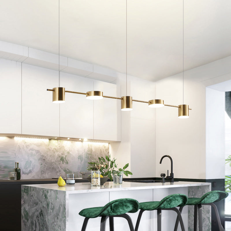 Taavita Aluminium Island Pendant Modern Simple 3/5-Head Ceiling Light Black/Gold in Warm/White Light