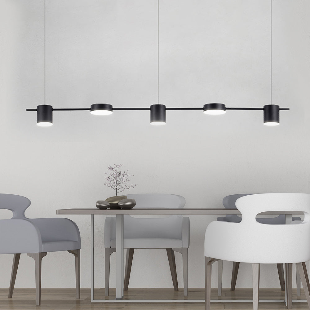 Taavita Aluminium Island Pendant Modern Simple 3/5-Head Ceiling Light Black/Gold in Warm/White Light