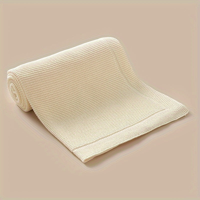 Taavita Cotton Knit Wrap Blanket – Soft & Solid Color – In Elegant Geometric Pattern