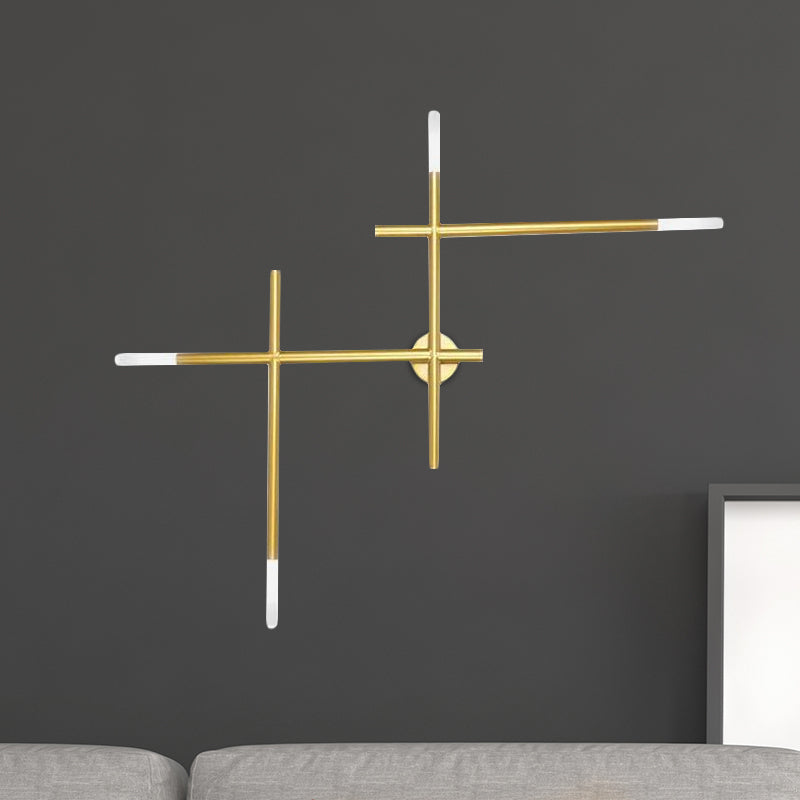 Taavita Crossed Lines Wall Lights Easy Simplicity 4 Lights Black/Gold Wall Lamp in Warm/White Light, Modern, LED, for Interiors, 25 Inches & Higher