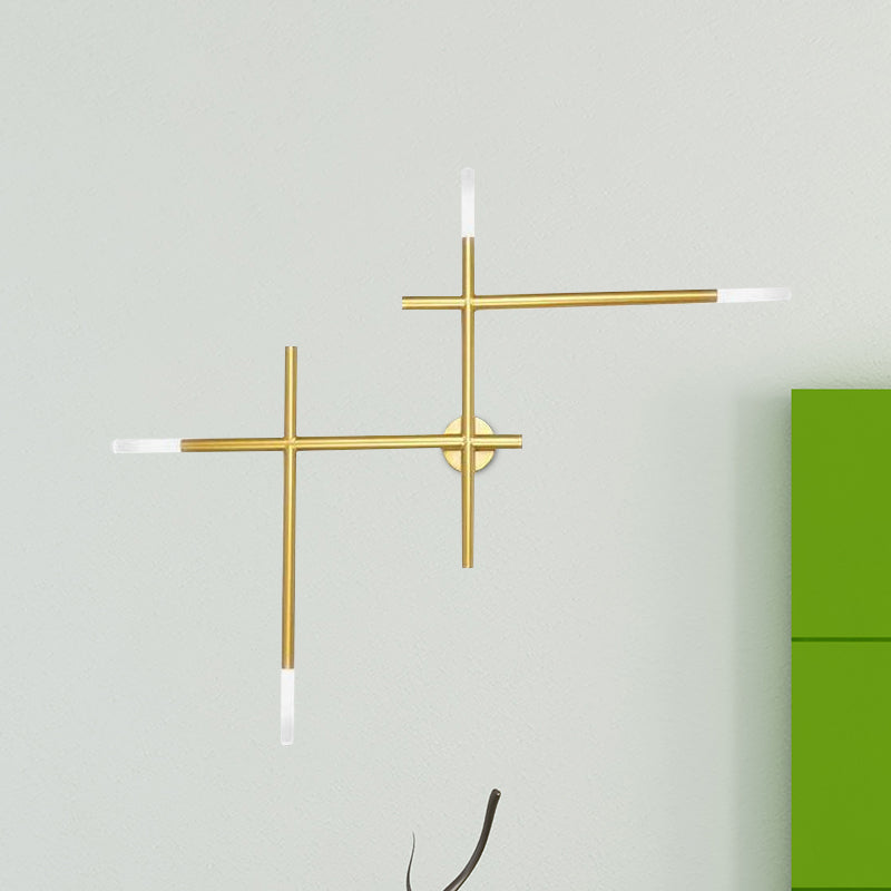 Taavita Crossed Lines Wall Lights Easy Simplicity 4 Lights Black/Gold Wall Lamp in Warm/White Light, Modern, LED, for Interiors, 25 Inches & Higher