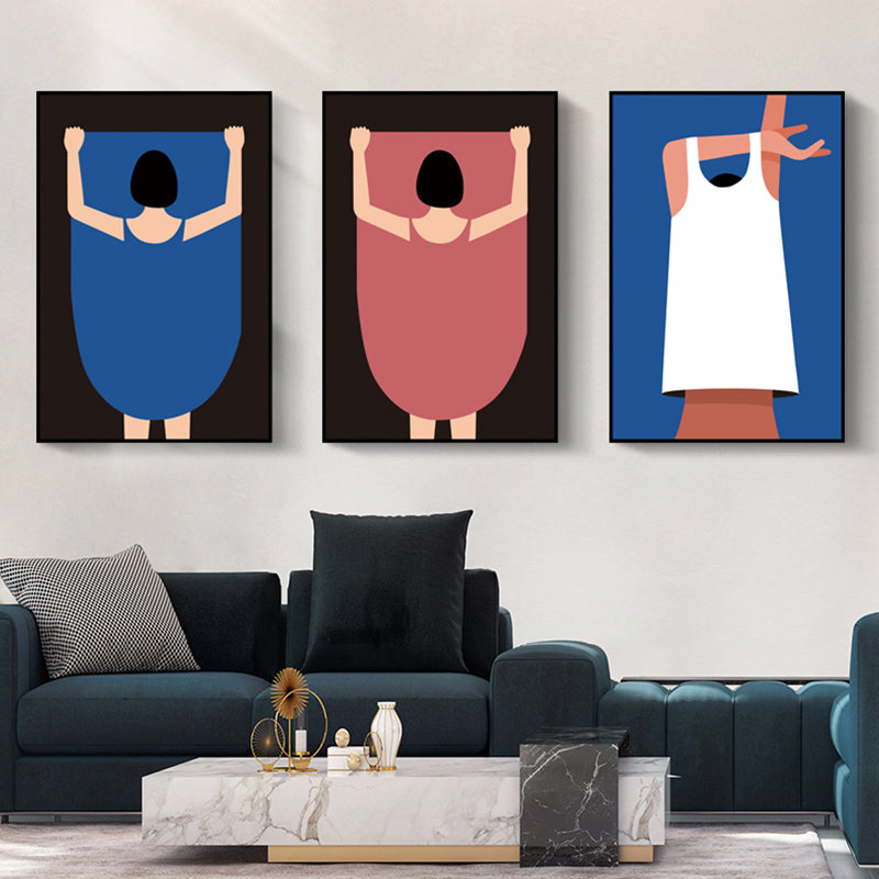 Undressed People Canvas Wall Art Pastel Color Scandinavian Painting for Living Room Clearhalo 'Arts' 'Canvas Art' 1652457