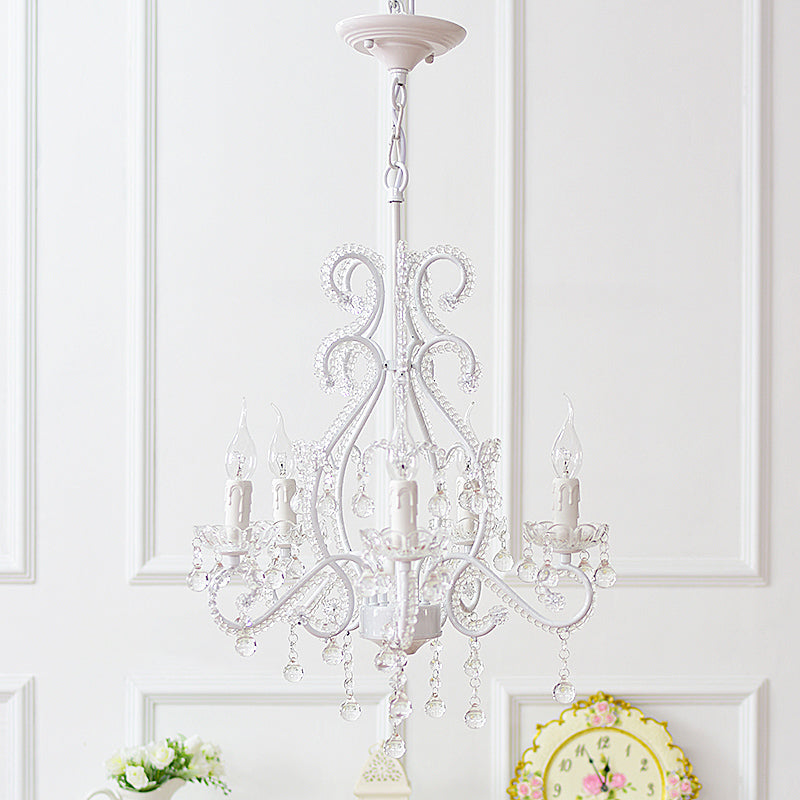 Taavita Girls Bedroom Chandelier, Nordic Style Pendant Lighting with Clear Crystal and Candle