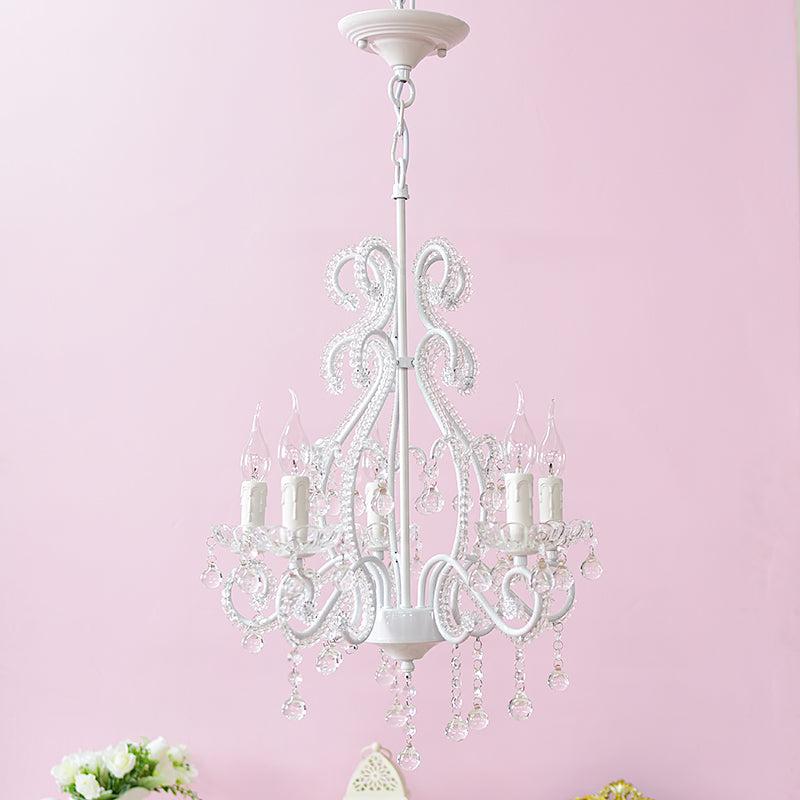 Taavita Girls Bedroom Chandelier, Nordic Style Pendant Lighting with Clear Crystal and Candle