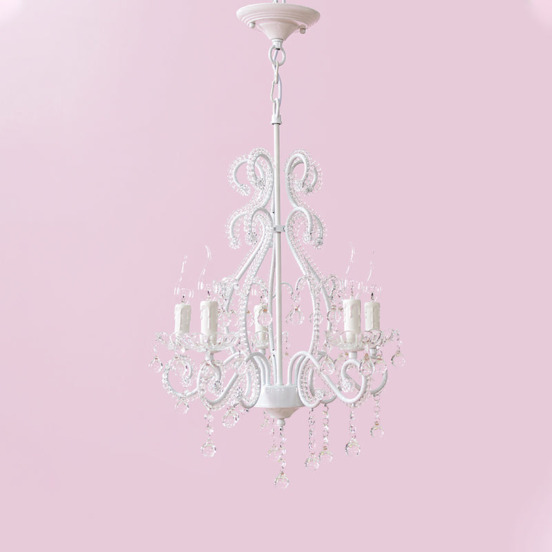 Taavita Girls Bedroom Chandelier, Nordic Style Pendant Lighting with Clear Crystal and Candle