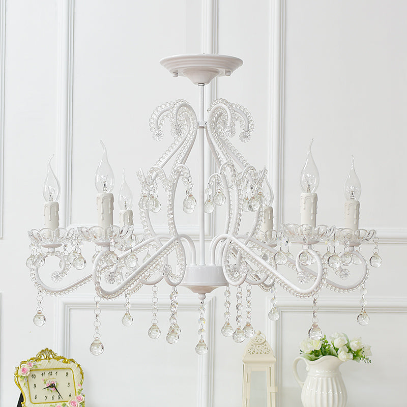 Taavita Girls Bedroom Chandelier, Nordic Style Pendant Lighting with Clear Crystal and Candle