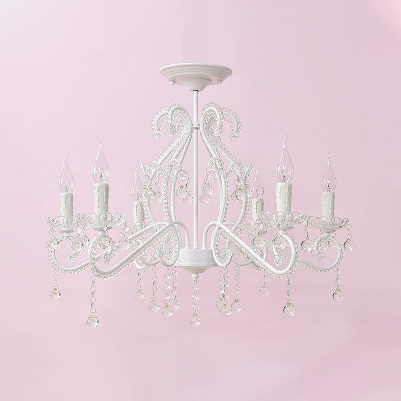 Taavita Girls Bedroom Chandelier, Nordic Style Pendant Lighting with Clear Crystal and Candle