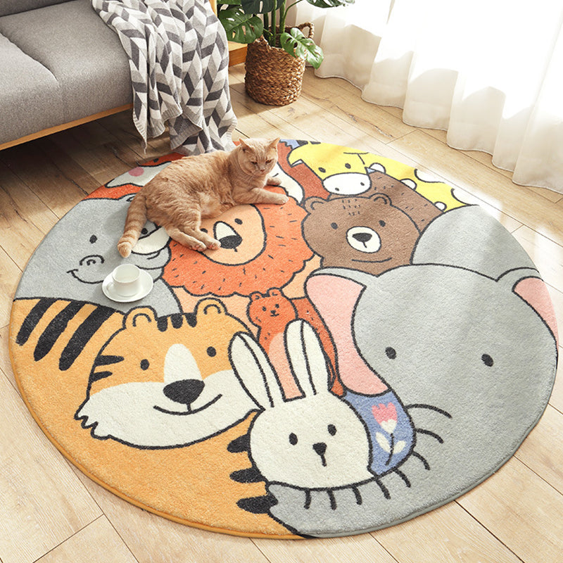 Stylish Kids Rug in Green and Brown Animal Cat Leopard Rabbit Pattern Rug Wool Washable Carpet for Children's Room Green Clearhalo 'Area Rug' 'Rug' 1693237