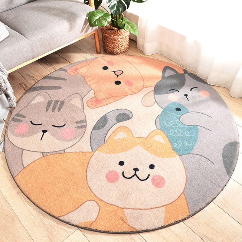 Stylish Kids Rug in Green and Brown Animal Cat Leopard Rabbit Pattern Rug Wool Washable Carpet for Children's Room Grey Clearhalo 'Area Rug' 'Rug' 1693231