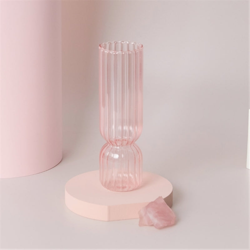 Taavita Pink Handblown Glass Taper Candle Holder & Vases