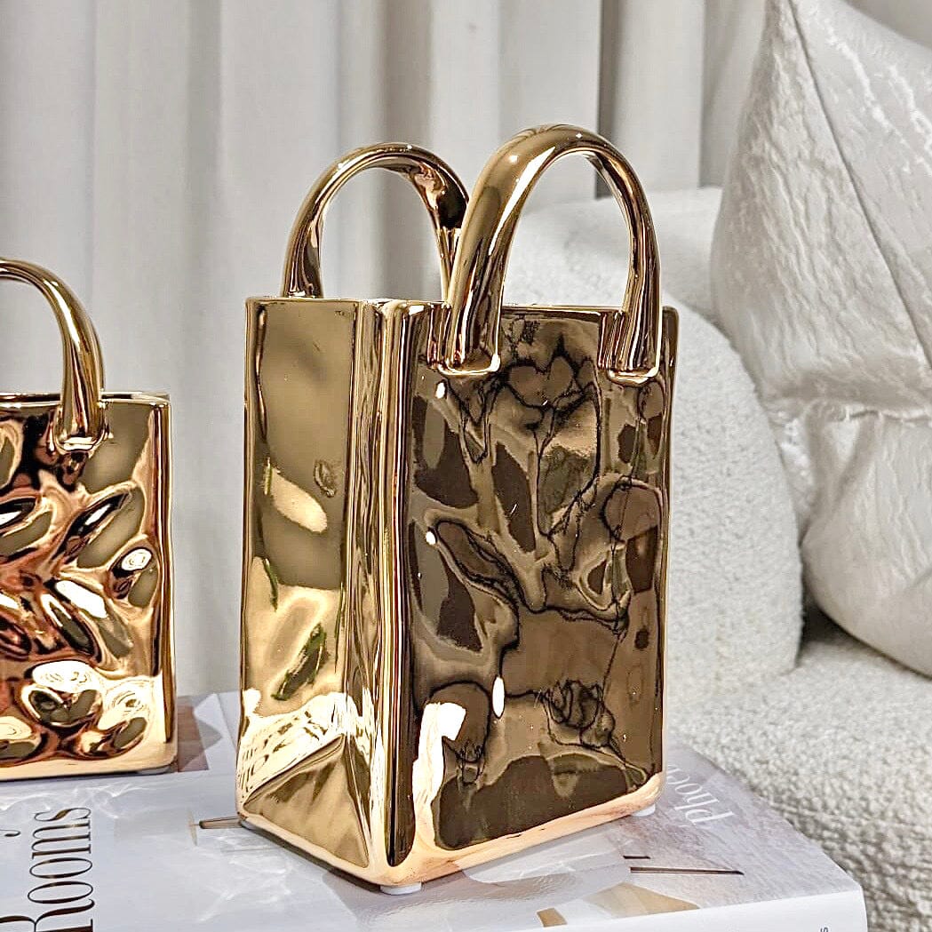 Taavita - Stylish Handbag Vase in Gold for Modern Decor