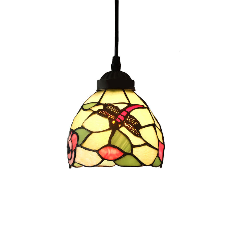 Taavita Stained Glass Dragonfly Ceiling Pendant Lamp, Dining Room Lighting Fixtures