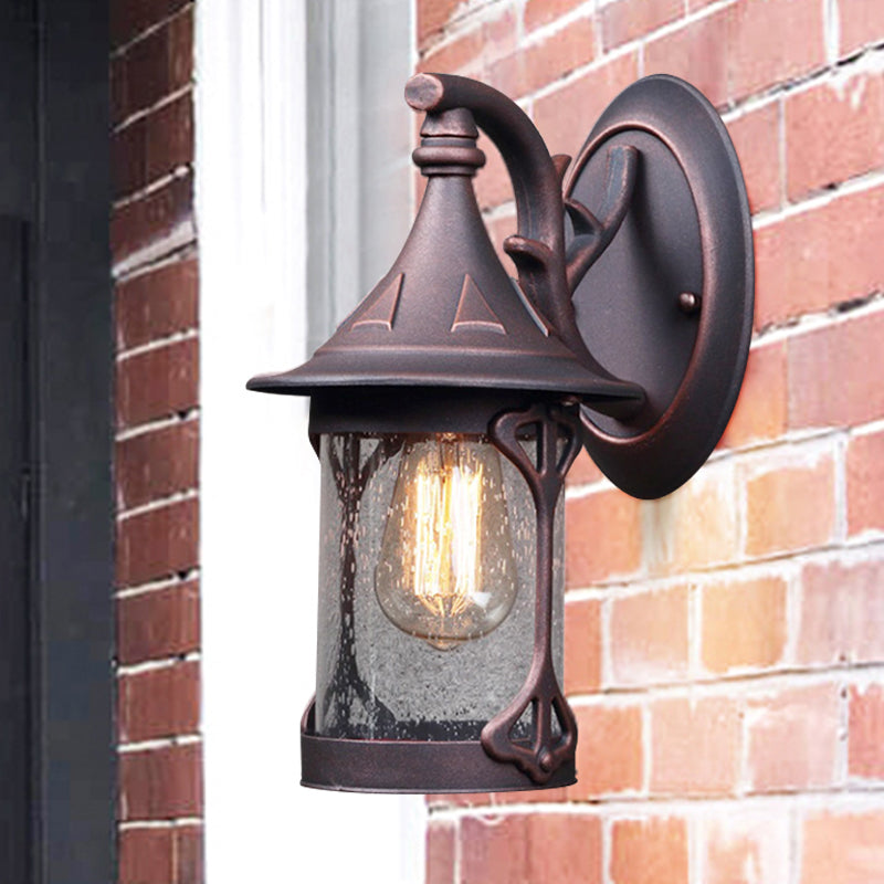 Taavita Kerosene Lamp Wall Light 1-Bulb Seedy Glass Wall Sconce Lighting in Antique Bronze/Black/Weathered Copper