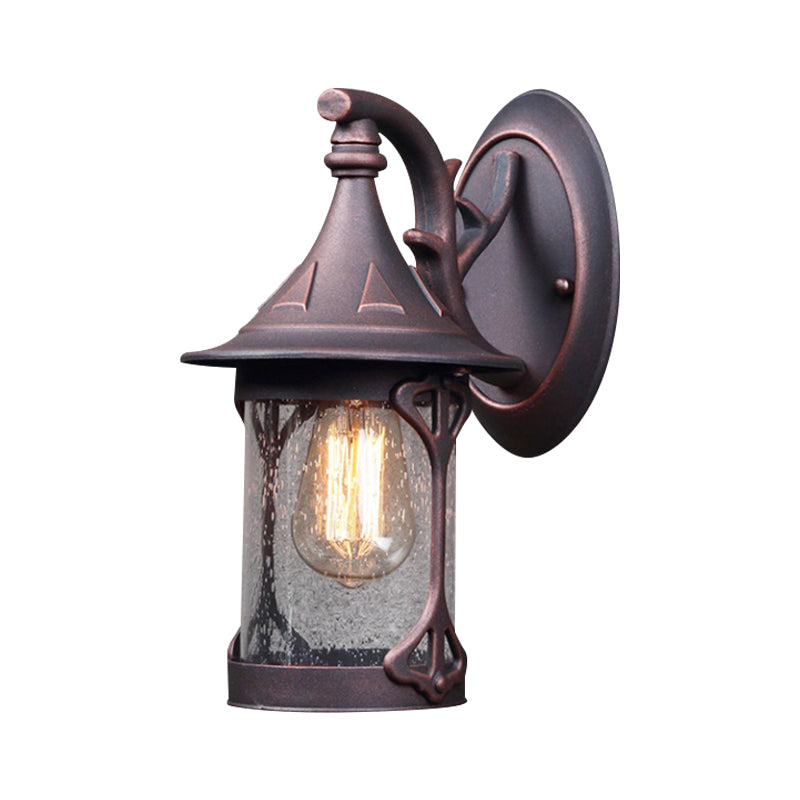 Taavita Kerosene Lamp Wall Light 1-Bulb Seedy Glass Wall Sconce Lighting in Antique Bronze/Black/Weathered Copper