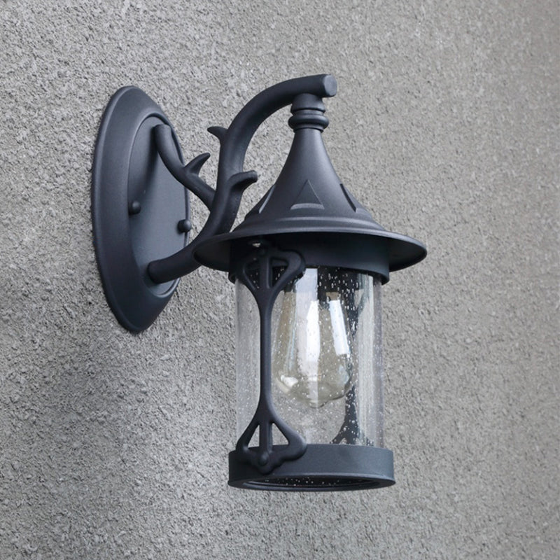 Taavita Kerosene Lamp Wall Light 1-Bulb Seedy Glass Wall Sconce Lighting in Antique Bronze/Black/Weathered Copper