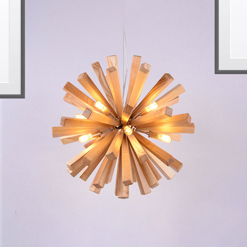 Taavita Wood Pendant Light Modernism 14"/20.5"/28" Dia LED Beige Hanging Ceiling Light