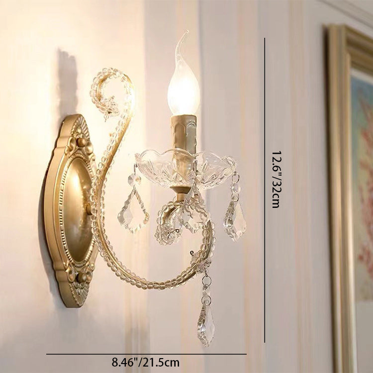 Taavita Vintage Crystal Chandelier 1/2 Light Wall Lamp