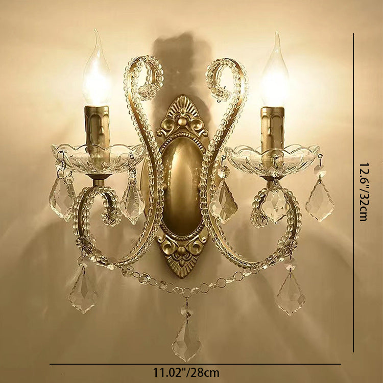 Taavita Vintage Crystal Chandelier 1/2 Light Wall Lamp