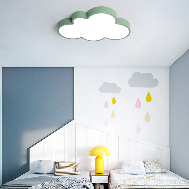 Cloud Child Bedroom Flush Mount Light Acrylic Nordic Style Macaron Colored Ceiling Lamp Green Clearhalo 'Ceiling Lights' 'Close To Ceiling Lights' 'Close to ceiling' 'Flush mount' Lighting' 174521