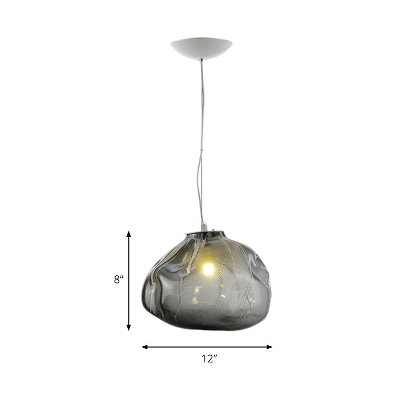 8"/12" W Contemporary Cloud Shaped Pendant Light Clear/Smoke Gray Hand-Blown Glass 1 Bulb Indoor Hanging Lamp by Taavita