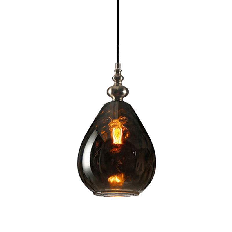 New Title: 6 "/8" Wide Water Drop Pendant Lamp Contemporary Amber/Clear Dimple Glass 1 Head Hanging Ceiling Light for Night Area