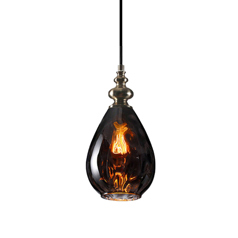 New Title: 6 "/8" Wide Water Drop Pendant Lamp Contemporary Amber/Clear Dimple Glass 1 Head Hanging Ceiling Light for Night Area