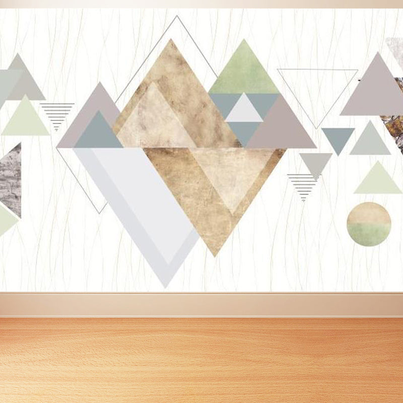 Geometric Triangle Wall Paper Mural Modern Non-Woven Cloth Wall Covering for Living Room Black Clearhalo 'Wall Decor' 'Wall Mural' 1758270