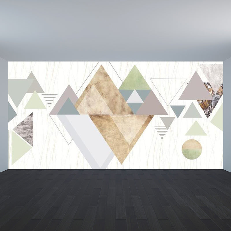 Geometric Triangle Wallpaper Mural Modern Non-Woven Fabric Wall Covering for Living Room