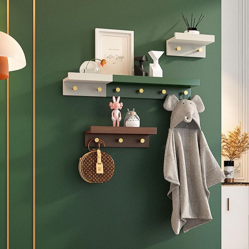 Taavita Wall Storage Shelf with Gold Hooks - Multi-Functional Storage Solution for Home