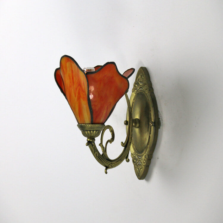 Vintage Taavita Petals Stained Glass 1-Light Wall Lamp